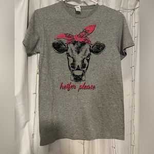 Grey tee with cow